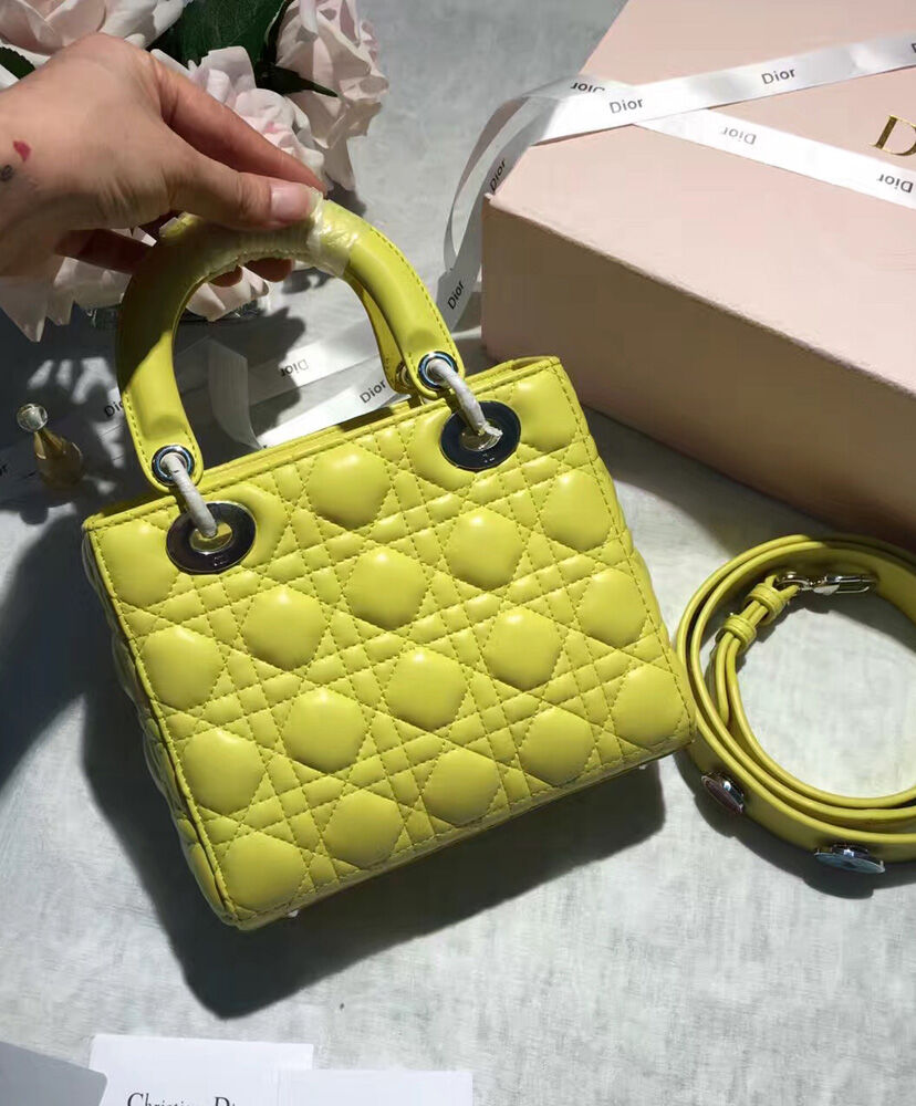 Christian Dior Lady Dior Lucky Badges Bag Yellow